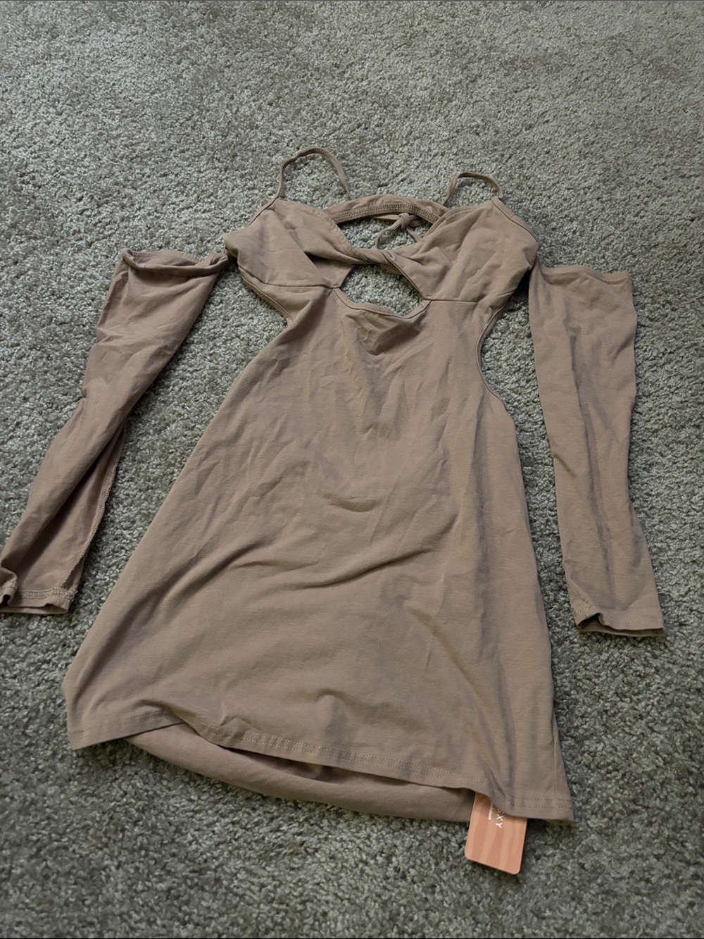 Women's Taupe Cutout Bodycon Dress